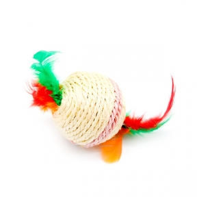 Когтеточка шарик с перьями малый S2031, Unizoo
