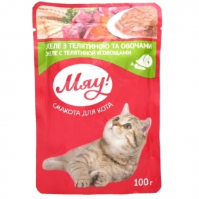 АКЦИЯ -25% Мяу Влажный корм для кошек с телятиной с овощами 100 гр