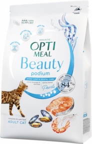 Optimeal Beauty Podium Блестящая шерсть и уход за зубами для кошек 4,0кг+4,0кг Акция