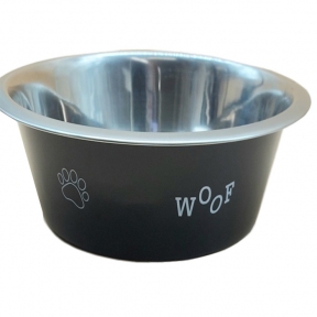 Миска для собак WOOF металл черная d 25см 2600 мл