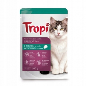 Консерва для котов Tropi кусочки в соусе с Индейкой 100 г.