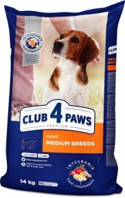АКЦИЯ-25% Club 4 paws (Клуб 4 лапы) PREMIUM для собак средних пород 14 кг
