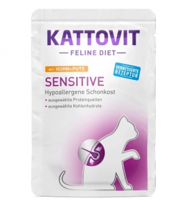 Kattovit Diet Sensitive кусочки в соусе Индюшка с курицей  85 г.