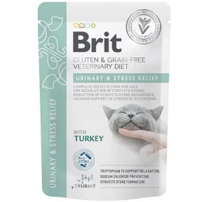 Вологий корм Brit VetDiet GF Urinary and Stress Relief для котів з індичкою 85 гр.