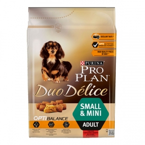 Акция Pro Plan Duo Delice Adult Small & Mini Сухой корм с говядиной для собак 2,5кг