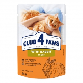 Акция Клуб 4 лапы влажный корм для кошек с кроликом в желе 85г