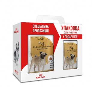 Акция Сухой корм Royal Canin Pug Adult 3кг в подарок 500г
