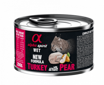 Влажный корм Alpha Spirit Turkey with Pear Complete для взрослых кошек, с индейкой и грушей, 200 г