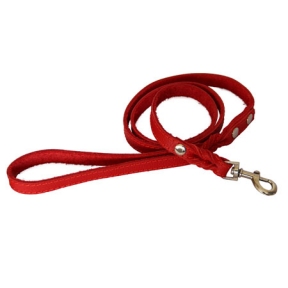 Поводок кожа + заплет строченный КРАСНЫЙ