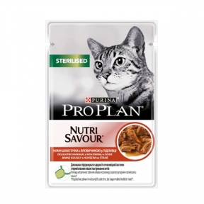Pro Plan Sterilised Nutrisavour консерва для стерилизованных кошек в соусе с говядиной, 85 г