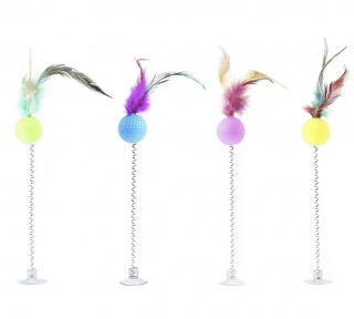 М'яч на Присоску пластиковий з пір'ям 4 см.