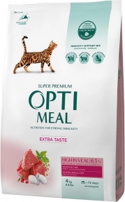 АКЦІЯ Optimeal Повно раціонний сухий корм для дорослих кішок з високим вмістом телятини 4 кг