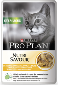 PRO PLAN NUTRISAVOUR Sterilised для стерилизованных кошек, с курицей в соусе