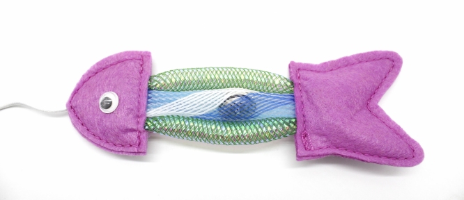 Удочка с рыбкой и погремушкой фиолетовая, 42 см