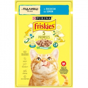 АКЦИЯ Purina Friskies влажный корм для кошек, с лососем в подливке 85 г