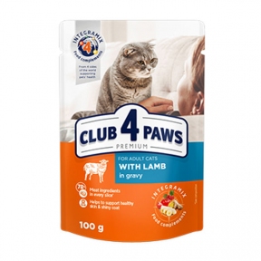 Club 4 paws (Клуб 4 лапы) влажный корм для котов Премиум ягнёнок в соусе 100 г