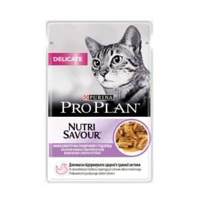 Pro Plan Nutrisavour Delicate консерва для кошек с чувствительным пищеварением в соусе с индейкой, 85 г