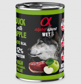 Влажный корм Alpha Spirit Duck with Green Apple для взрослых собак, с уткой и зеленым яблоком, 400 г