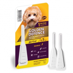 Golden Defence — Голден Дефенс) - краплі для собак від бліх і їх личинок, вошей, гельмінтів і кліщів, 1 піпетка