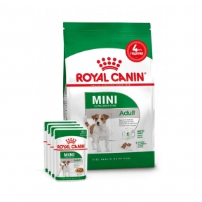 АКЦИЯ Royal Canin Mini Adult Набор корма для собак малых пород 2 кг + 4 паучи