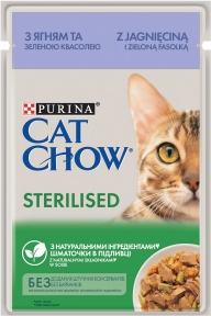 АКЦИЯ CAT CHOW Sterilised с ягненком и зеленой фасолью влажный корм для стерилизованных кошек 85 г