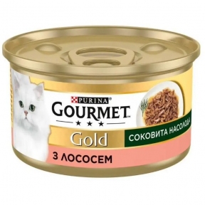 АКЦІЯ Gourmet Gold Соковита насолода вологий корм з лососем для котів 85 гр