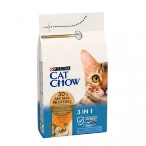 Cat Chow Feline 3-in-1 сухой корм для кошек с индейкой
