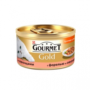 Gourmet Gold кусочки в подливе для кошек с форелью и овощами, 85 г