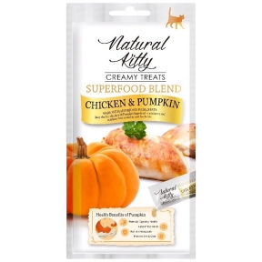 Natural Kitty Creamy Treats Chicken & pumpkin Крем-снік для кішок зі смаком курки та гарбуза 4х12 гр