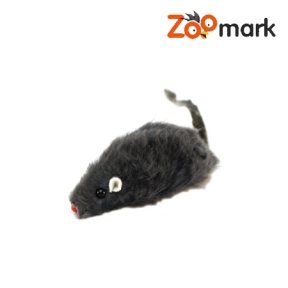 Миша чорна натуральна з брязкальцем для кішок 6см