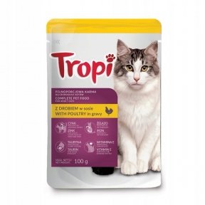Консерва Tropi Для котов кусочки в соусе Птица.
