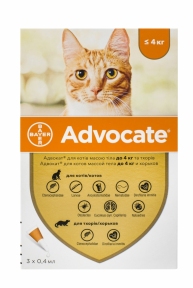 Bayer Advocate-засіб проти бліх і кліщів для кішок 3шт
