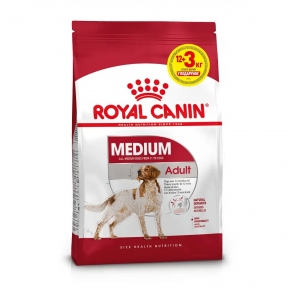 АКЦІЯ Royal Canin Medium Adult сухий корм для собак середніх порід 12+3 кг