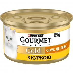 АКЦИЯ Gourmet Gold Соус де-люкс влажный корм с курицей для кошек 85 гр