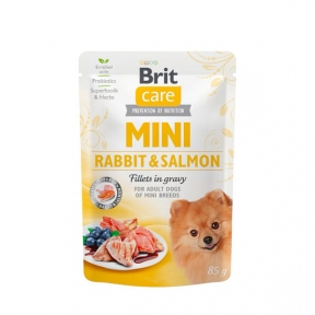 Brit Care Mini pouch Без зерновий вологий корм для собак мініатюрних порід кролик та лосось у соусі, 85 г