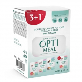 Optimeal Complete Canned Pet Food Adult влажный корм для собак 3+1 паучи 400 г