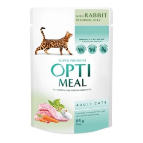 Optimeal Вологий корм для котів із кроликом у морквяному желе 85г
