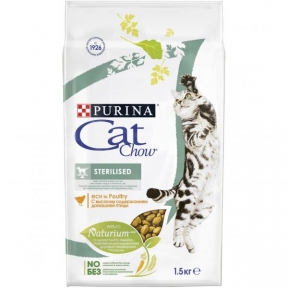 CAT CHOW  Sterilized сухой корм для стерильных кошек и кастрированных котов 1,5 кг Акция-20%