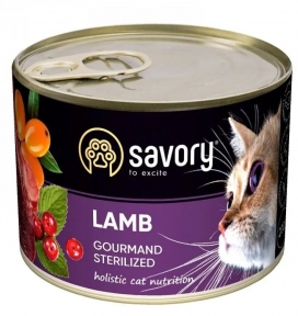 Savory Cat Can Adult Sterilised Влажный корм для взрослых стерилизованных кошек с ягненком