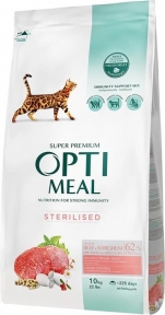 АКЦІЯ -22% Optimeal з яловичиною та сорго повнораційний сухий корм для стерилізованих кішок 10 кг