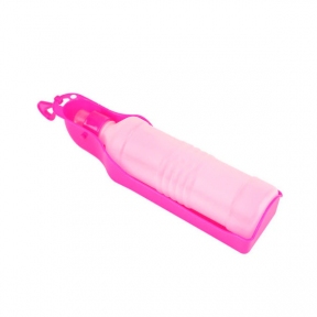 Портативная дорожная поилка для собак с емкостью для воды розовая