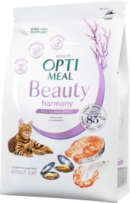 Optimeal Beauty Harmony на основе морепродуктов сухой корм для кошек мягкий успокаивающий эффект 4 кг