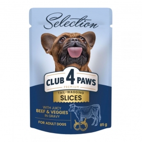 Club 4 Paws Premium Selection Вологий корм для собак малих порід з яловичиною та овочами в соусі 85 г