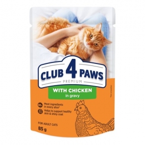 Акция Клуб 4 лапы влажный корм для кошек с курицей в соусе 85г