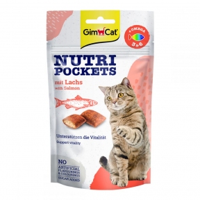 GimCat Nutri Pockets with Salmon Лакомства для кошек с лососем и жирными кислотами 60г