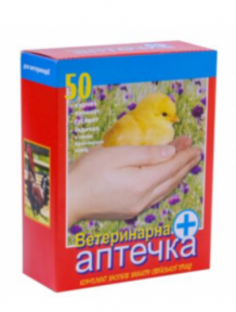 Ветаптечка 50гол (Фауна) без глюкозы: Байтрил 3амп (антибиотик для КРС), Байкокс 3амп (от кокцидиоза), Чиктоник 10мл (витамины), Аскорбиновая к-та 10г (витамин C).