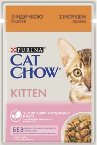 АКЦИЯ Purina Chow Kitten с индейкой и цукини в желе влажный корм для котят 85 г