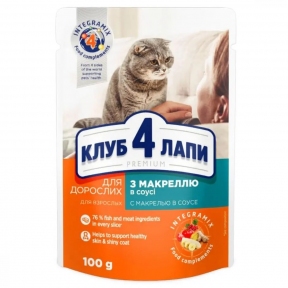 Club 4 Paws Premium макрель в соусе для кошек 100 г Акция -12,5%