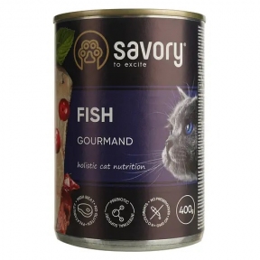 Вологий корм Savory Cat Can Adult для дорослих вибагливих кішок із рибою 400 гр.