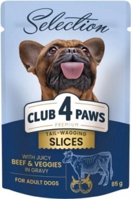  Акція Клуб 4 лапи Premium Selection Вологий корм для собак шматочки з яловичиною та овочами в соусі 85 г